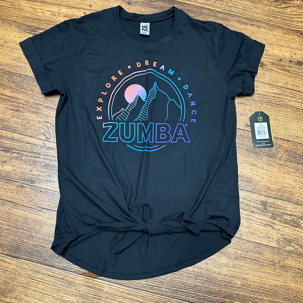 Zumba Black Graphic T-Shirt ties in front